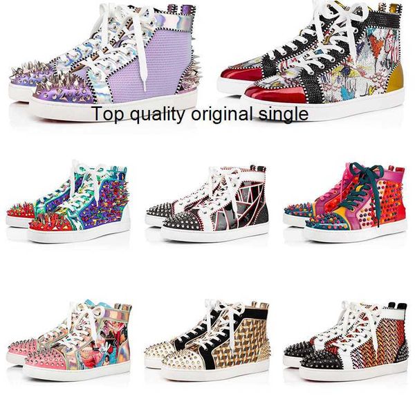 

luxury men women casual shoes designer spikes shoe red flats loafers silver diamond party shiny shoe black blue suede leather quality