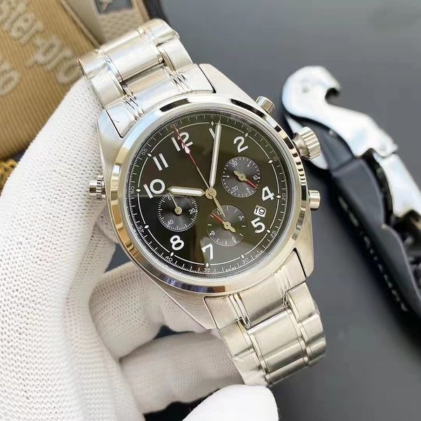 

2022 six needle luxury men's mechanical watches all dials diameter 42mm quartz watches brand timekeeping clocks fashion sapphire busine, Slivery;brown