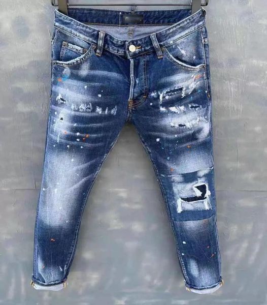 

dsqsury dsq jeans mens luxury designer jeans skinny ripped cool guy causal hole denim fashion brand fit jeans men washed pants 1043900974, Blue