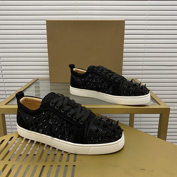 

mens stylish studded shoes handcrafted real leather designer rock style red soles shoes luxury fashion womens diamond encrusted casual shoe, Red;white