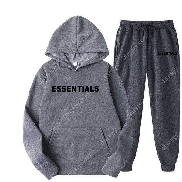 

winter essentials couple sweatshirt men's and women's double thread street fashion brand two piece set hoodies, Black