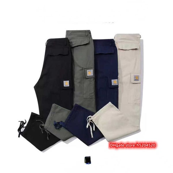 

ko9l men's pants north american high street brand carhart pure cotton working loose multi pocket straight tube casual trousers, Black