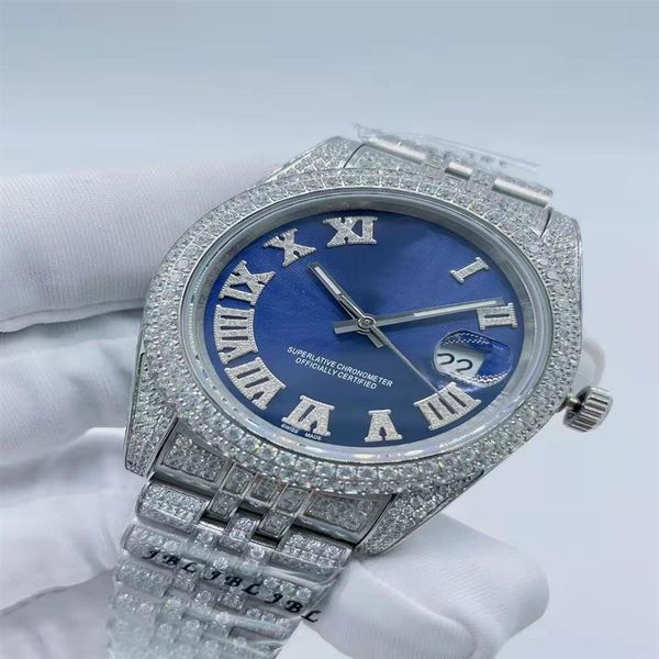 

luxury watch 6 style mens datejust ii 41mm 228349 full iced full vs bigger diamond automatic fashion men's 003watches new ver261v, Slivery;brown