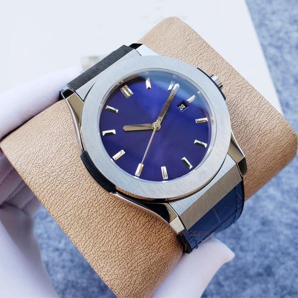 

deenu1 men's automatic mechanical watches rubber/leather watch with stainless steel dial 42mm classic fashion designer wristwatch water, Slivery;brown