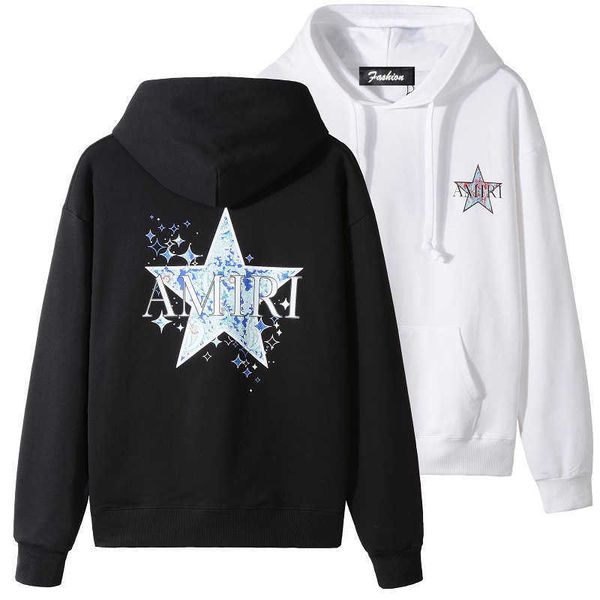 

fashion designer couples hoodies dance pentagram letter youth sweater men's loose casual plush hoodie, Black