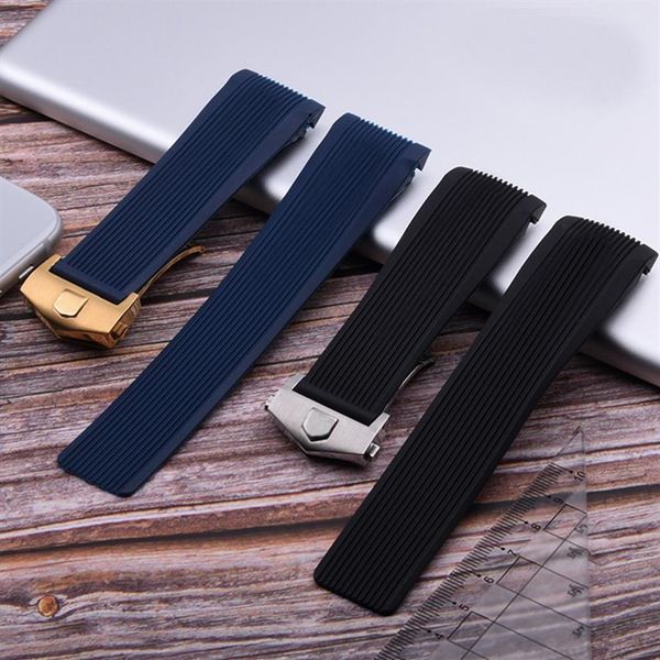 

watch band for tag heuer grand carrera aquaracer curved interface tpu waterproof silicone strap accessories bracelet241d, Black;brown