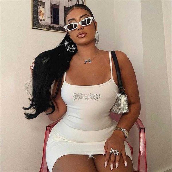 

style strap dress spring and summer letter rhinestone slim fit slimming, Black;gray