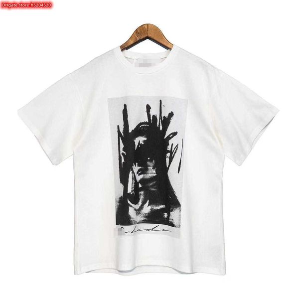 

auo3 men's t shirt 2023 new fashion brand rhude chest hand-painted printed round neck short sleeve for men and women, White;black