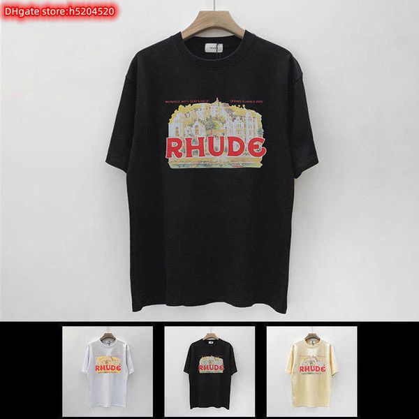 

03f8 men's t shirt 2023 new fashion brand rhude trendy rh limited leisure high street hip hop summer loose round neck short sleeve 656, White;black