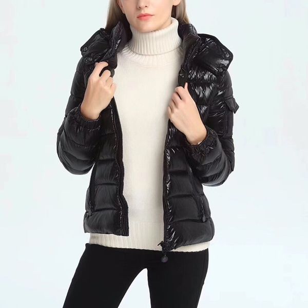 

women designer luxury hooded down real puff jackets coat winter outdoor cold-proof warm suit casual fashion streets logo print black color d