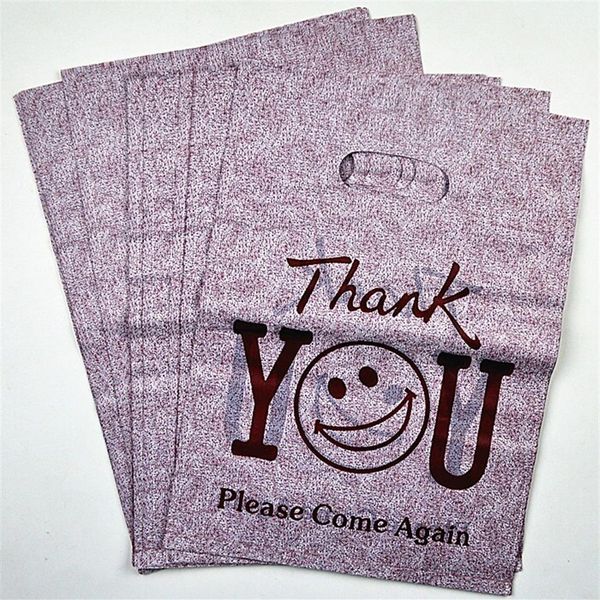 

100pcs 20 26cm thank you smile bags small plastic gift jewelry pouches cosmetic shopping bags304v