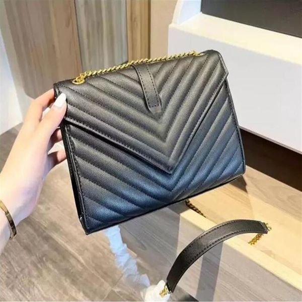 

2022 luxurys designers women gold chain crossbody bag leather handbag bags tote loulou flip cover shoulder bag wallet cross plain 232o