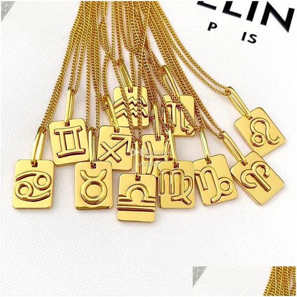 

pendant necklaces classic 12 constellation necklace gold collar chain man women designer jewelry drop delivery pendants dhgyh, Silver