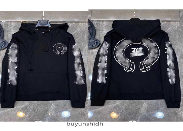 

designer hearts hoodie chromes mens hoody clothing womens heart hoodies hooded ch cross flower arm front printed horseshoe pocket 1108879, Black