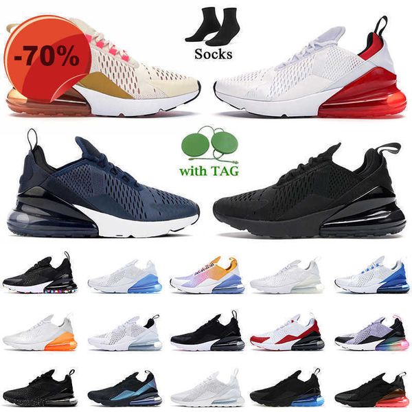 

2022 women mens 270 270s running shoes fashion triple black white university red guava ice navy blue dusty cactus summer gradien mesh