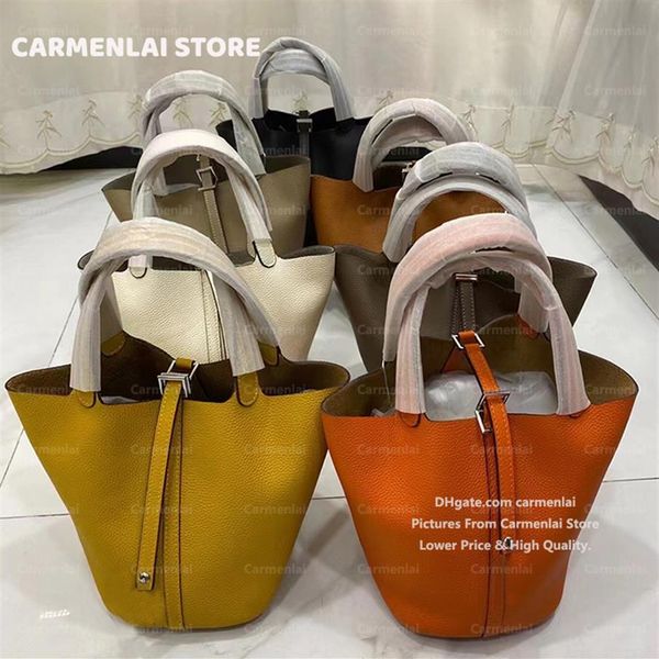 

fashion women picotin tote bag luxurys designers handbags purses cowskin genuine leather shopping female shoulder crossbody bags w297k