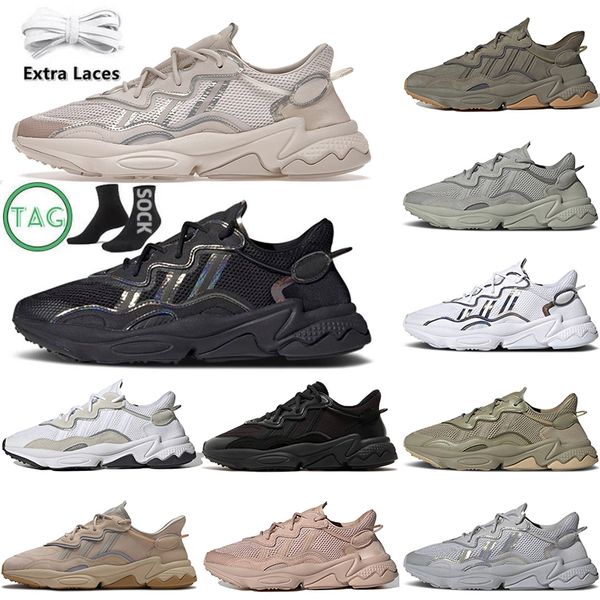 

classic trace cargo ozweego mens running shoes triple white black bliss iridescent cloud multi pale nude khaki beige men women trainers spor