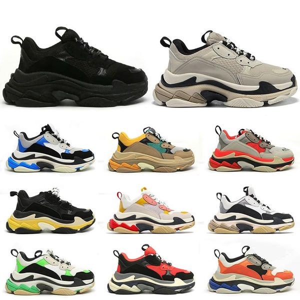 

triple s casual shoes designer men women platform sneakers black white beige dark grey orange green khaki rust pink bred silver mens trainer