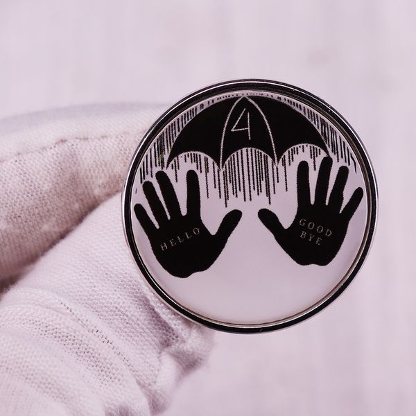

the umbrella academy brooch hello goodbye klaus hands badge pins, Blue