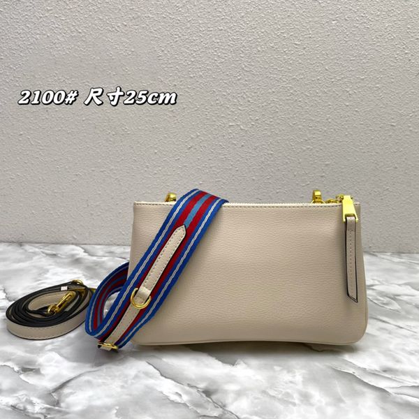 

5a ladies clutch designer bag handbag leather web shoulder strap double zipper fashion crossbody new 2022