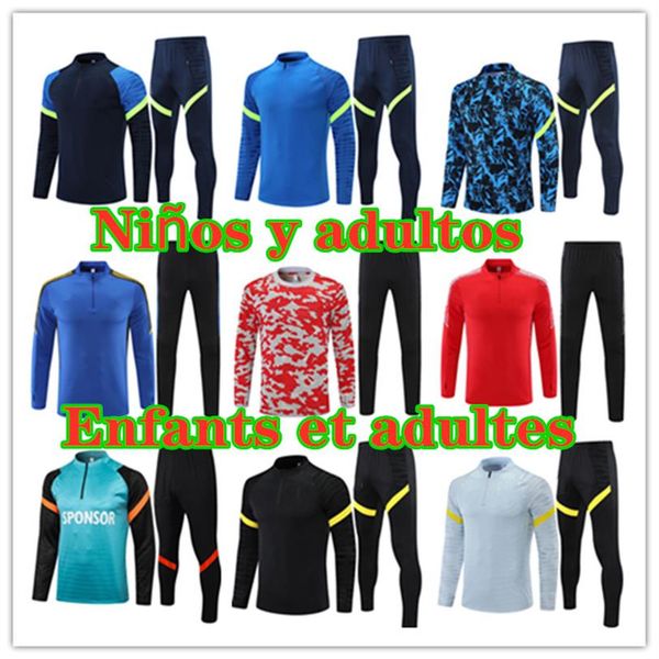

2021 2022 and kids kane soccer tracksuit 21 22 son eriksen janssen men young boys football tracksuits survetement foot train297g, Black
