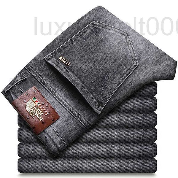 

men's jeans designer autumn and winter high end youth cotton versatile small feet long pants ibzu, Blue