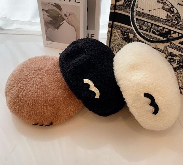 

women wool beret black solid color casual cashmere dome berets caps beanie hat outdoor girls thick autumn winter windproof wool hats, Blue;gray