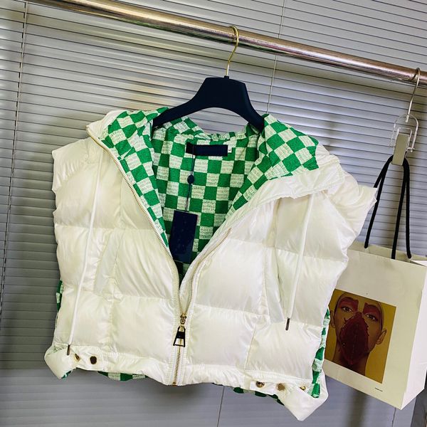 

womens vests jackets designer down vestes short hooded vest long style slim zipper outwear windbreaker pocket outsize lady warm coats, Black;white