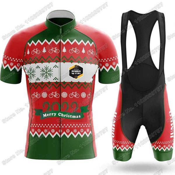 

2022 Jumbo Visma Team Cycling Jersey Set Merry Christmas Cycling Clothing Summer Road Bike Shirts Suit Bib Shorts MTB Sportswear