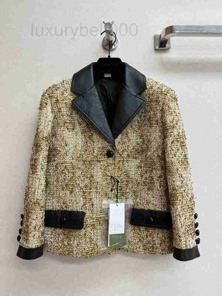 

women's wool & blends designer autumn and winter 2022 new lapel single breasted pocket woven tweed coat women yow5, Black