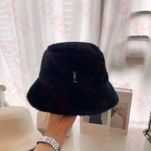 

designer bucket hats faux mink fur temperament female autumn and winter bucket letters temperament fashion very beautiful, Blue;gray