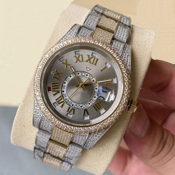 

diamond watches roles full watch mens automatic mechanical 41mm with steel bracelet montre de bling dial bezel band