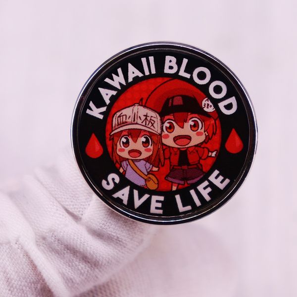 

kawaii blood save life brooch cells at work badge anime jewelry, Blue