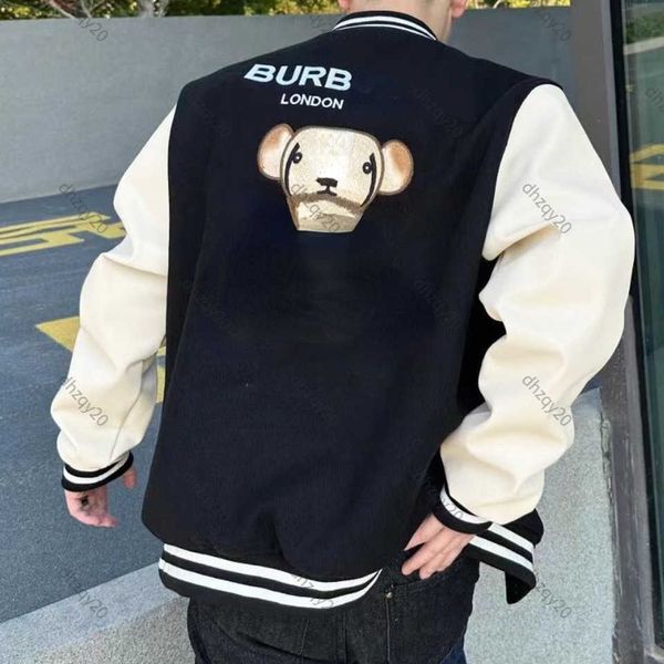 

bbr woolen windproof jacket designer back teddy bear embroidered baseball jackets winter warm coat mens and womens casual shirt high version, Black;brown