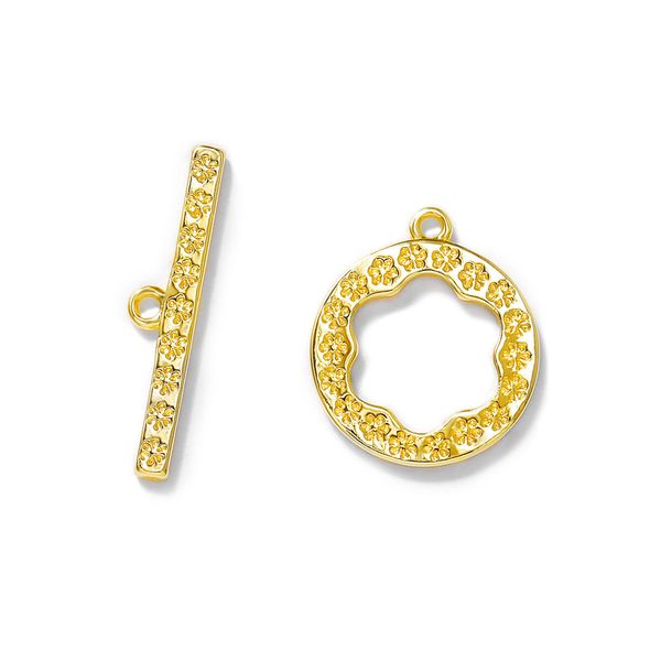 

gold plated round flower toggle clasps for necklace bracelet diy jewelry making supplies