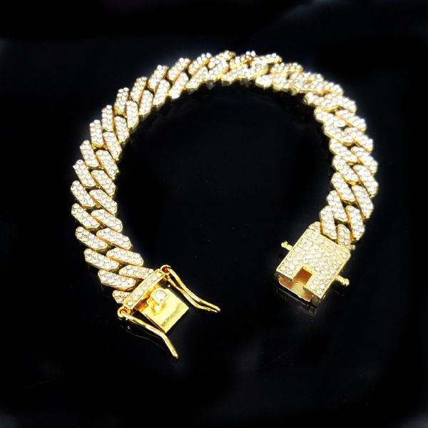 

jewelry clover bracelets designer women charm love luxury jewellery mens for men bangle chains bracelet 12mm hip hop full diamonds rhombus c, Golden;silver