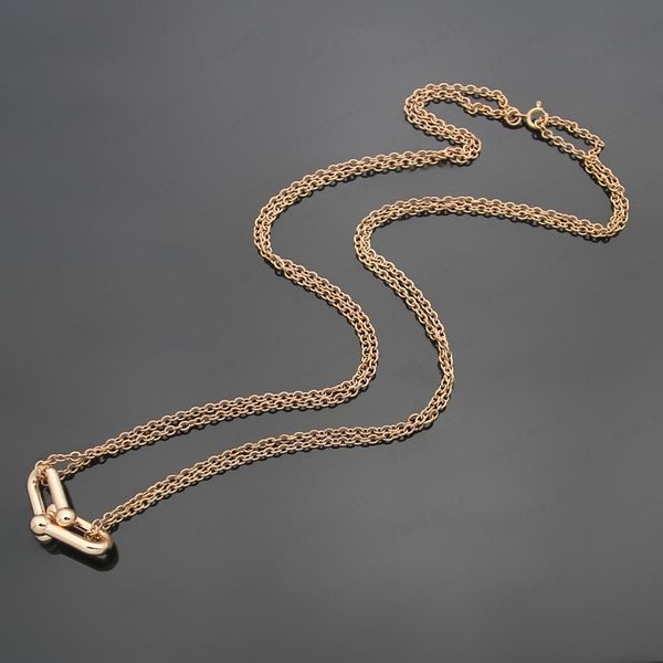 

necklace horseshoe clasp chain necklace luxury bracelet double u earrings women wedding jewelry accessories with box, Silver