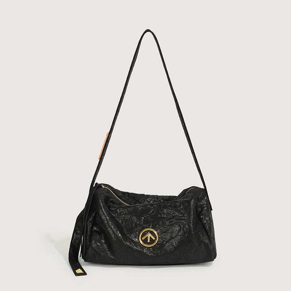

shoulder bag grotto small design large capacity tote soft leather arrow pleat advanced black stone diagonal cross women's 221221