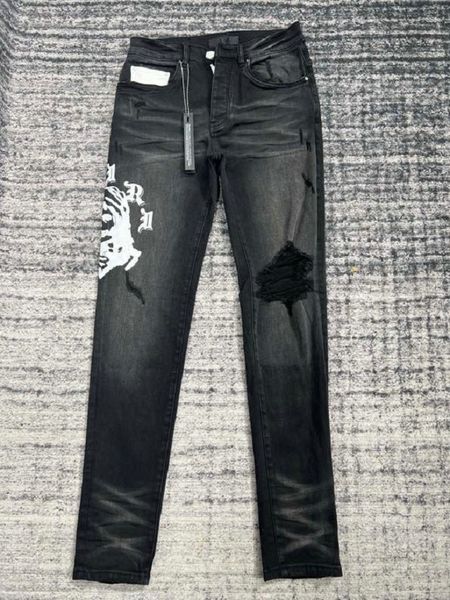 

hm608 quality mens jeans distressed motorcycle biker jean rock skinny slim ripped hole stripe fashionable snake embroidery denim pants, Blue