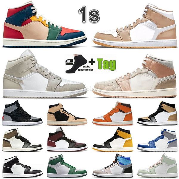 

jumpman 1 mid multicolor basketball shoes 2023 split black and white j1 high og dark mocha chicago lost and found starfish 1s yellow ochre t