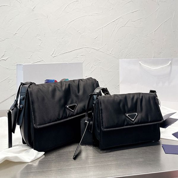 

large padded shoulder bag nylon messenger bags postman crossbody purse metal triangle handbags adjustable leather strap flap wallet zipper