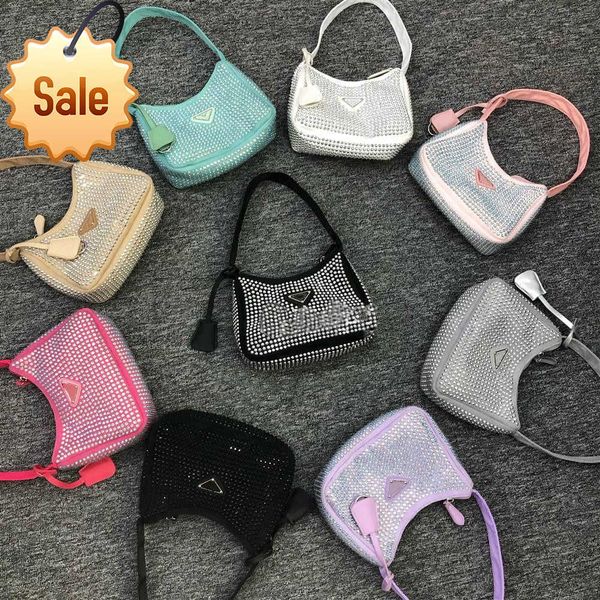 

women's luxury designer shoulder bags crossbody bag tote new fashion all-match all-diamond nylon handbag portable scallop bag gift box
