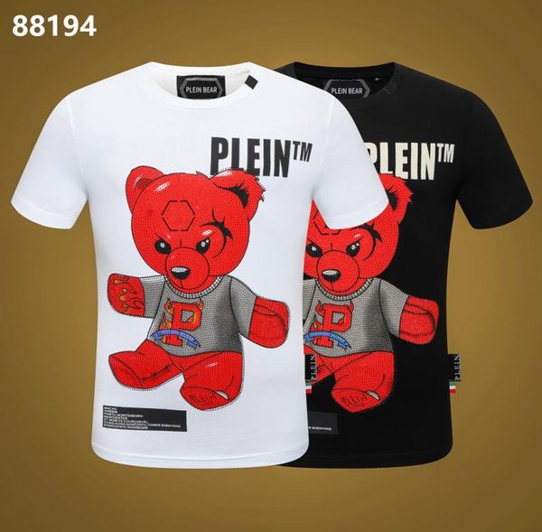 

plein bear t shirt mens designer tshirts brand clothing rhinestone skull men tshirts classical hip hop streetwear ts9567239, White;black