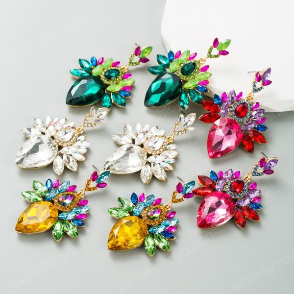 

bohemian colorful crystal handmade long geometric dangle earrings vintage earrings for women statement jewelry, Silver