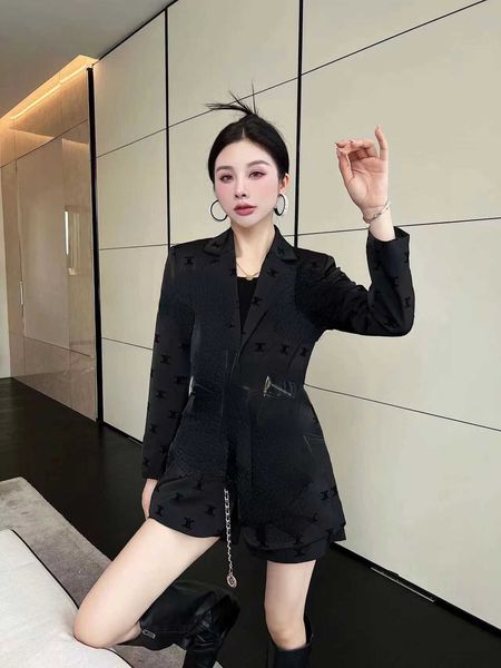 

women's two piece pants autumn and winter new flocked all over triumphal arch suit coat, White