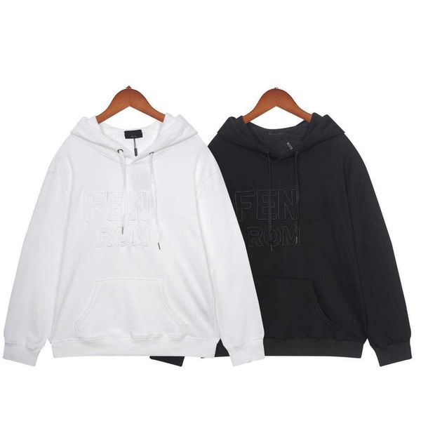 

men's and women's coat popular brand hoodies autumn and winter sweater embroidery edge letter casual pullovers, Black