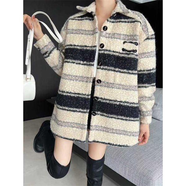 

designer jacket autumn and winter s coat for women new ce classic stripe contrast jacquard tweed loose cardigan, Black