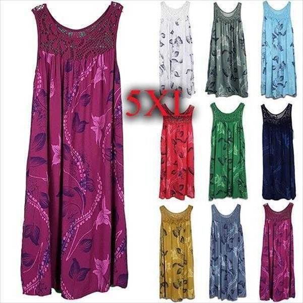 

womens lace stitching printing sleeveless swing casual dress, Black;gray