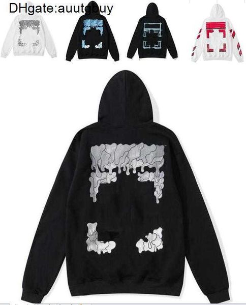 

classic mens loose offs sweatshirts fashion brand hoodie designers luxury pullover back oil paint arrow x men women t shirt dm9i, Black