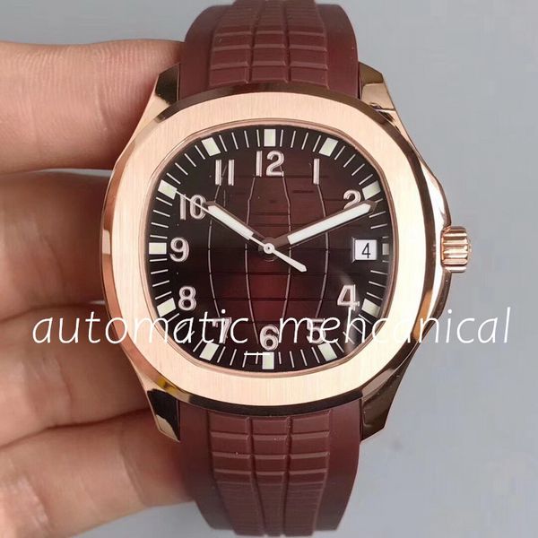 

classic 6 colors mens watch 40mm cal.324sc movement black blue brown dial automatic mechanical ref.5167 eta rubber strap diver wristwatches, Slivery;brown
